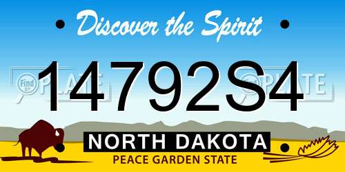 14792S4 North Dakota License Plate