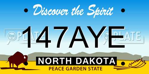 147AYE North Dakota License Plate