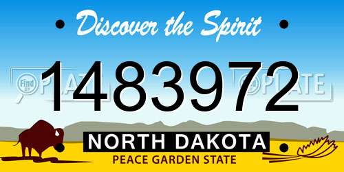 1483972 North Dakota License Plate