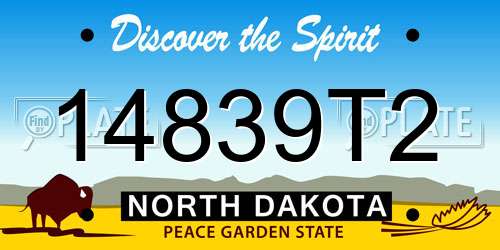 14839T2 North Dakota License Plate