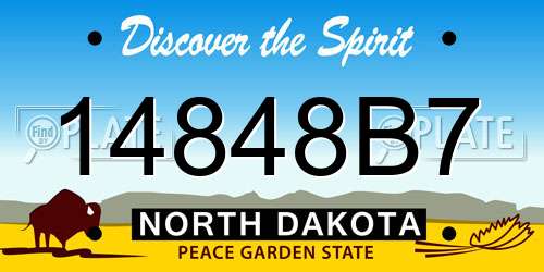 14848B7 North Dakota License Plate