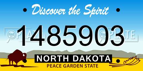 1485903 North Dakota License Plate