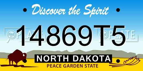 14869T5 North Dakota License Plate