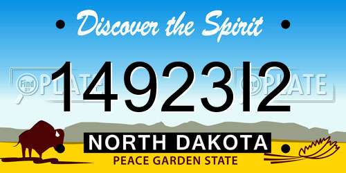 14923I2 North Dakota License Plate