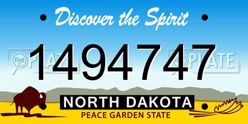 1494747 North Dakota License Plate