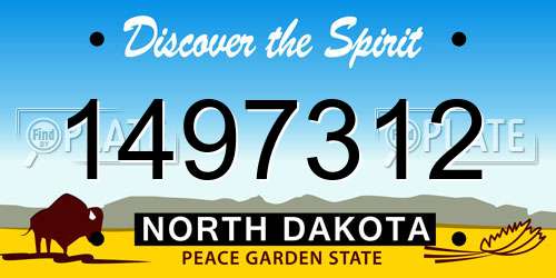 1497312 North Dakota License Plate