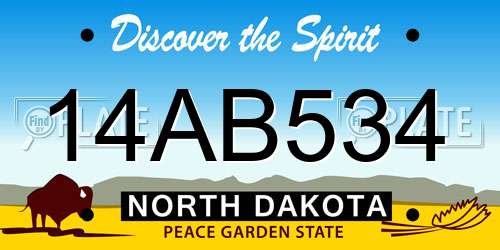 14AB534 North Dakota License Plate