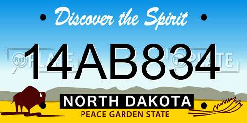 14AB834 North Dakota License Plate