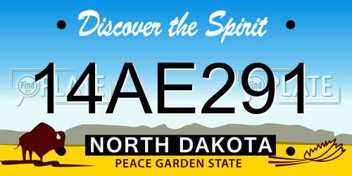 14AE291 North Dakota License Plate