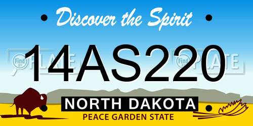 14AS220 North Dakota License Plate