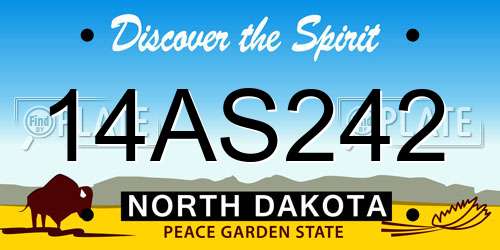 14AS242 North Dakota License Plate