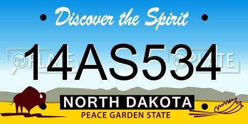 14AS534 North Dakota License Plate