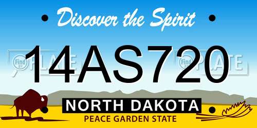 14AS720 North Dakota License Plate