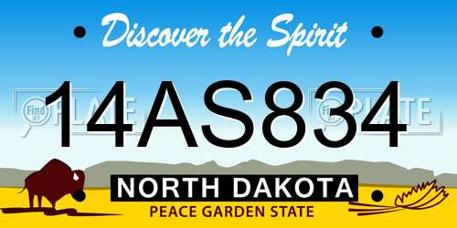 14AS834 North Dakota License Plate