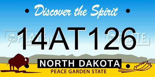 14AT126 North Dakota License Plate