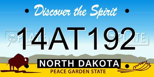 14AT192 North Dakota License Plate