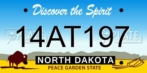 14AT197 North Dakota License Plate