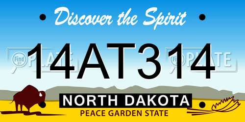 14AT314 North Dakota License Plate