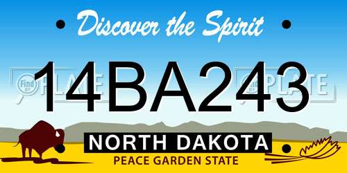 14BA243 North Dakota License Plate