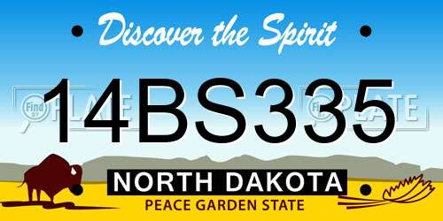 14BS335 North Dakota License Plate