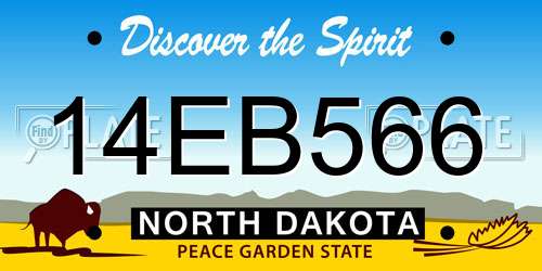 14EB566 North Dakota License Plate