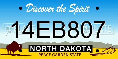 14EB807 North Dakota License Plate