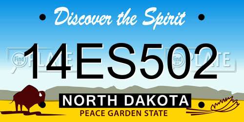 14ES502 North Dakota License Plate