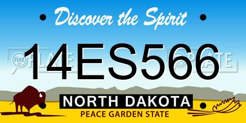14ES566 North Dakota License Plate