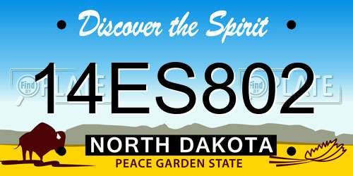 14ES802 North Dakota License Plate