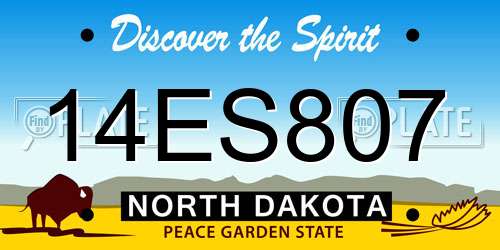 14ES807 North Dakota License Plate