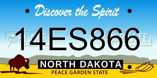 14ES866 North Dakota License Plate