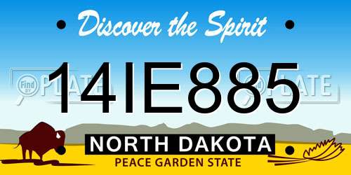 14IE885 North Dakota License Plate