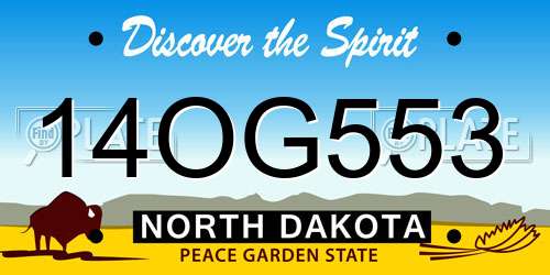 14OG553 North Dakota License Plate