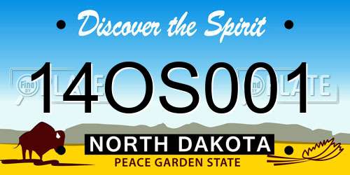 14OS001 North Dakota License Plate