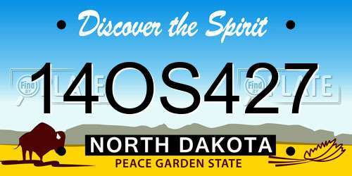 14OS427 North Dakota License Plate