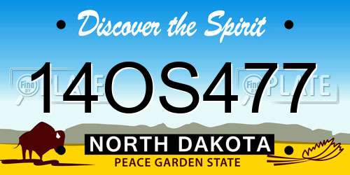 14OS477 North Dakota License Plate