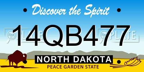 14QB477 North Dakota License Plate