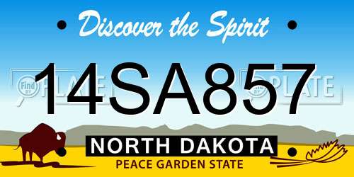 14SA857 North Dakota License Plate