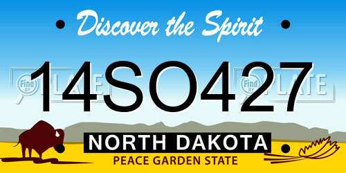 14SO427 North Dakota License Plate