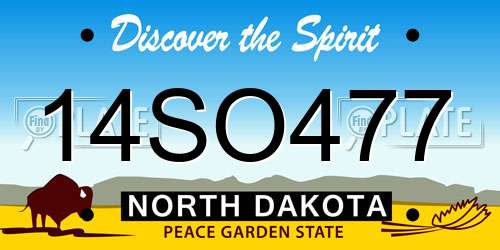 14SO477 North Dakota License Plate