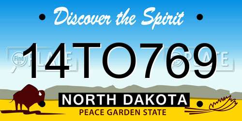 14TO769 North Dakota License Plate