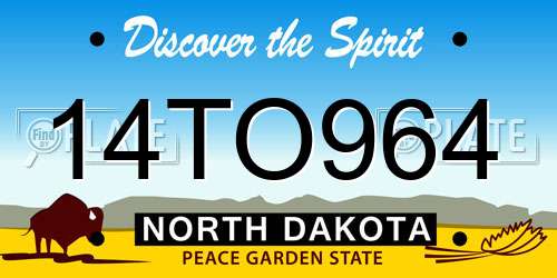 14TO964 North Dakota License Plate