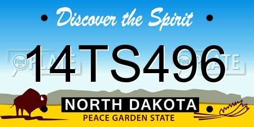 14TS496 North Dakota License Plate