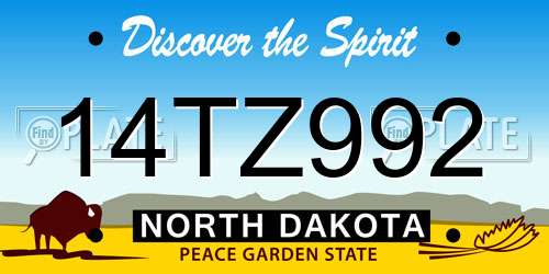 14TZ992 North Dakota License Plate