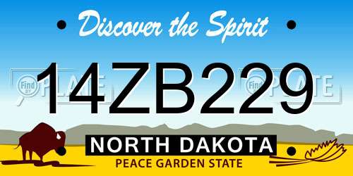 14ZB229 North Dakota License Plate
