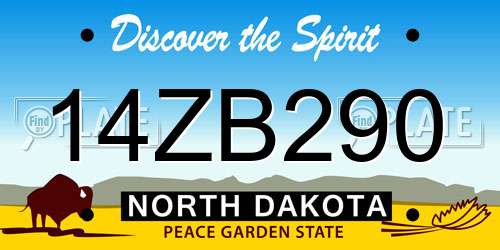 14ZB290 North Dakota License Plate