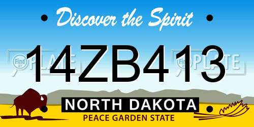 14ZB413 North Dakota License Plate