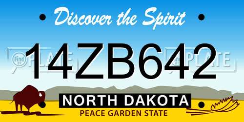 14ZB642 North Dakota License Plate