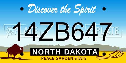 14ZB647 North Dakota License Plate