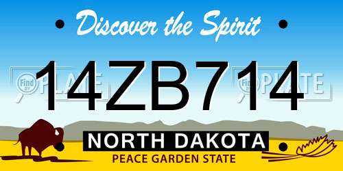 14ZB714 North Dakota License Plate